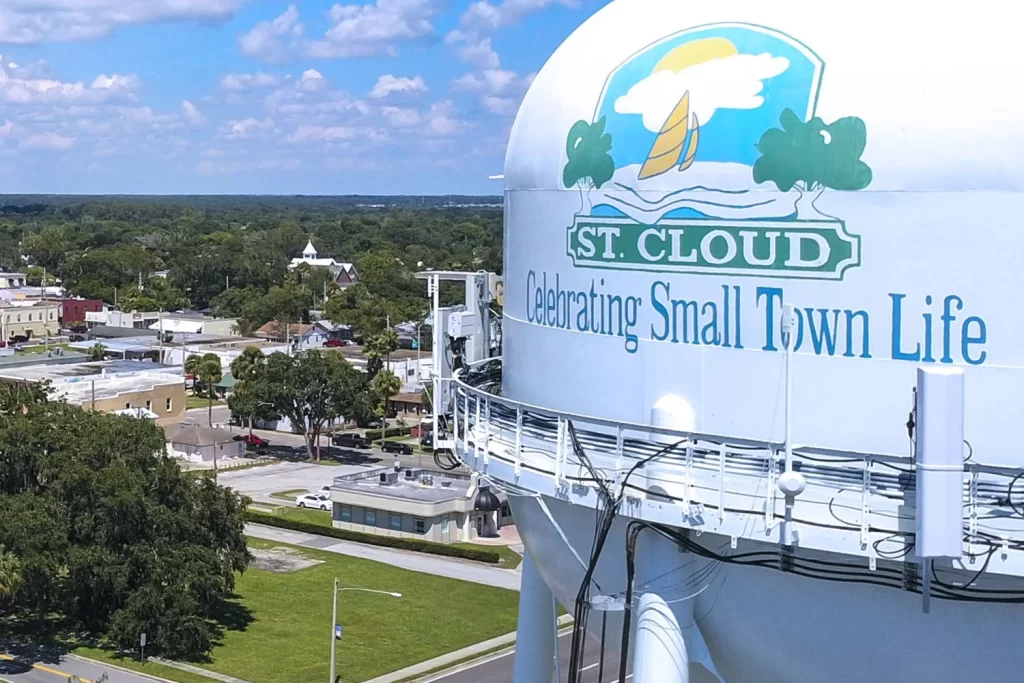 St Cloud Lawn Service looking at water tower